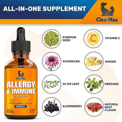 Cat Allergy ◆ Dog Allergy ◆ Cat and Dog Allergy Support ◆ Cat Itching ◆ Dog Itching Skin ◆ Natural Ingredients ◆ 2 Oz