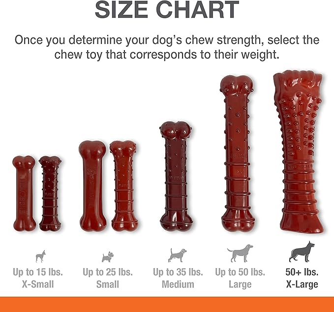 Nylabone Power Chew Basted Blast Dual Flavored Dog Chew Toys for Aggressive Chewers - Durable Dog Bones with 2 Layers of Flavor - Bacon and Steak Flavor, X-Large/Souper (1 Count)