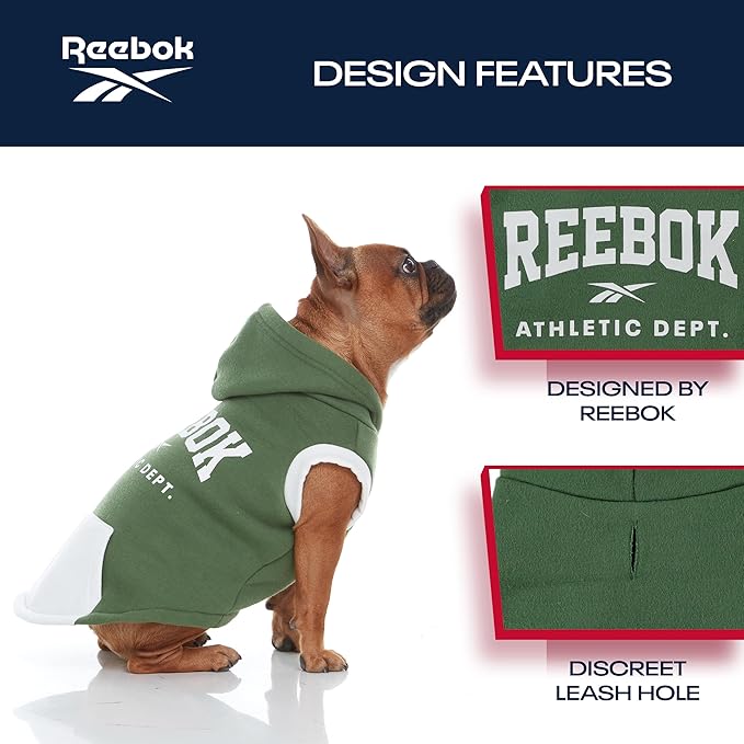Reebok Dog Hoodie – Fleece Dog Sweater with Leash Hole, Cold Winter Dog Sweatshirt for Small Medium and Large Dogs, Premium Dog Fall Sweater Pullover Hoodie, Cozy Warm Perfect Dog Christmas Outfit