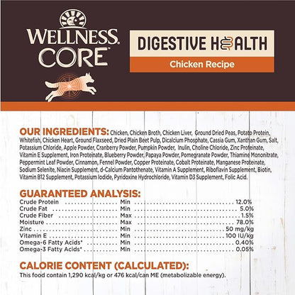 Wellness CORE Digestive Health Chicken & Beef Pate Variety Pack Grain Free Wet Dog Food, 13 Ounce Can (Pack of 6)