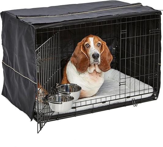 MidWest Homes for Pets iCrate Dog Crate Starter Kit | 36-Inch Crate Kit Ideal for Medium/Large Dogs (weighing 41 - 70 Pounds) || Includes Crate, Pet Bed, 2 Bowls & Crate Cover For Dogs