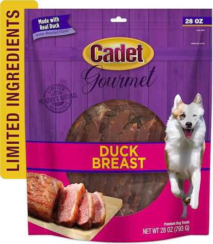 Cadet Gourmet Duck Breast Dog Treats - Healthy & Natural Dog Training Treats for Small & Large Dogs - Inspected & Tested in USA (28 oz.)