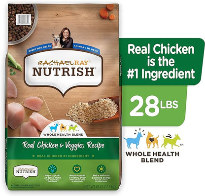Rachael Ray Nutrish Premium Natural Dry Dog Food, Real Chicken & Veggies Recipe, 28 Pound Bag (Packaging May Vary)
