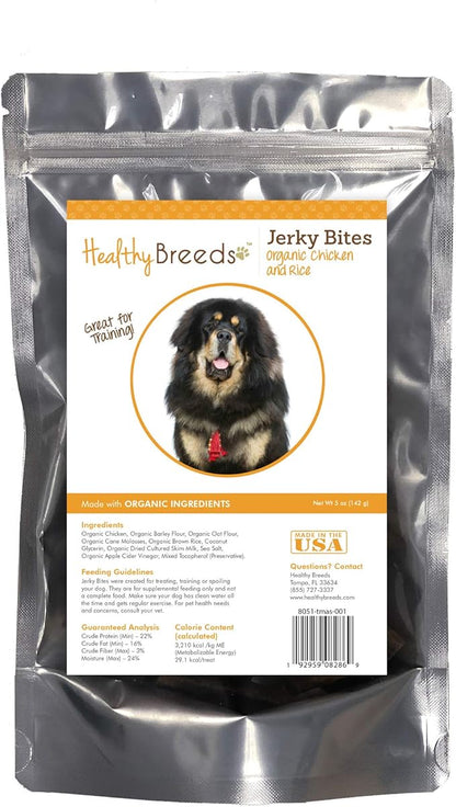 Healthy Breeds Tibetan Mastiff Jerky Bites Chicken & Rice Recipe Dog Treats 5 oz