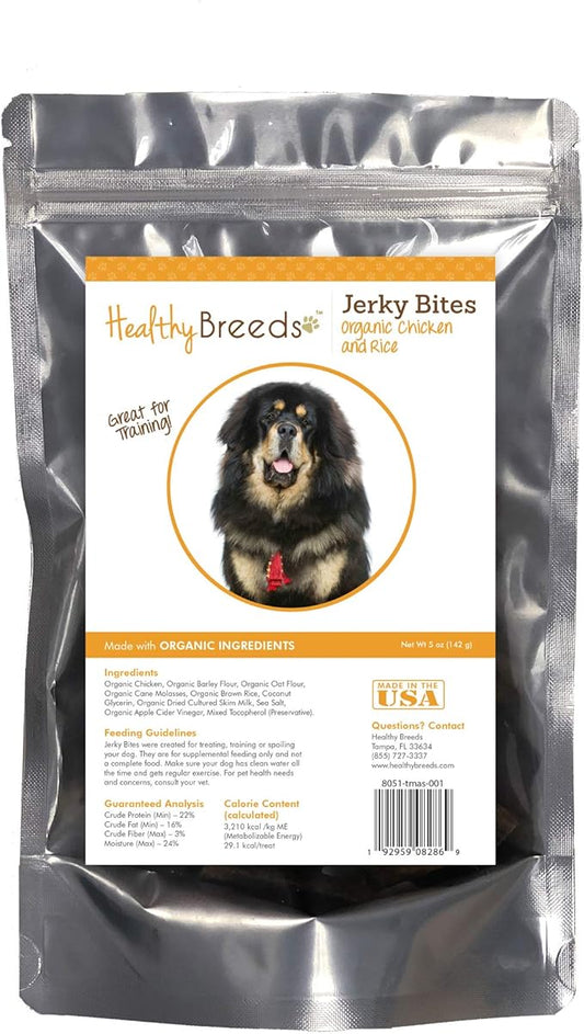 Healthy Breeds Tibetan Mastiff Jerky Bites Chicken & Rice Recipe Dog Treats 5 oz