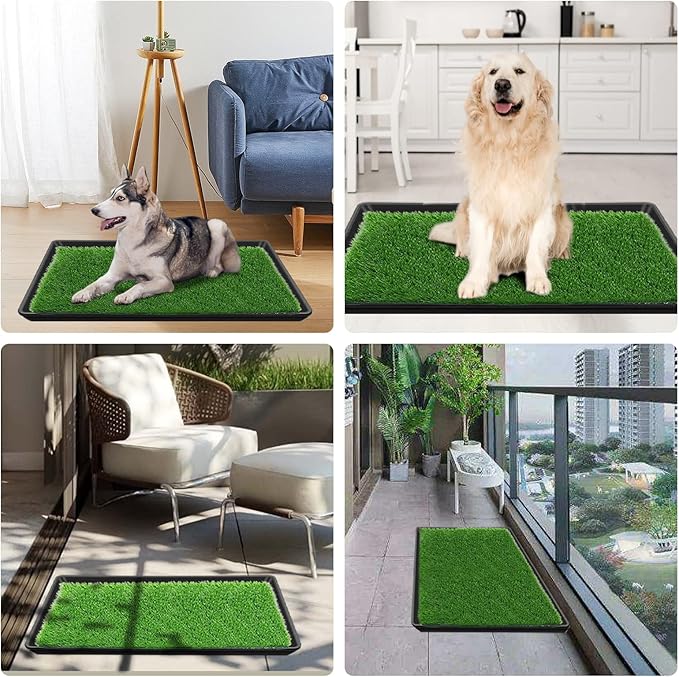 35.4 x 23.6In Dog Grass Pad with Tray Pet Potty Fake Grass Training Mat Artificial Grass for Dogs with tray on Indoor and Outdoor
