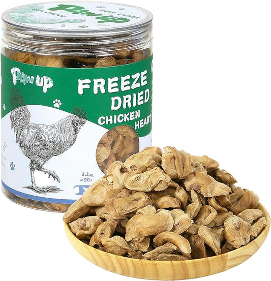 Freeze Dried Chicken Heart Pet Treats, High Protein Freeze-Dried Pet Food for Dogs, Cats, Fresh Ingredient, 3.2oz, Rawhide Free, Gluten&Grain Free