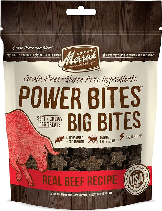 Merrick Power Bites Natural Grain Free Gluten Free Soft & Chewy Chews Dog Treats