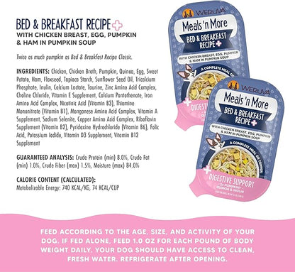 Weruva Meals 'n More Natural Wet Dog Food, Bed & Breakfast Plus Digestive Support, 3.5oz Cup (Pack of 12)