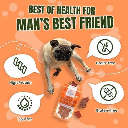 Gourmet Jerky Dog Treats - Natural Dog Treat Chicken Jerky for Dogs, Nutritious and Tasty Dog Jerky Treats Made in USA only, Cage-Free, No Additives (Mika & Sammy's Poppin' Peanut Butter 12 oz)