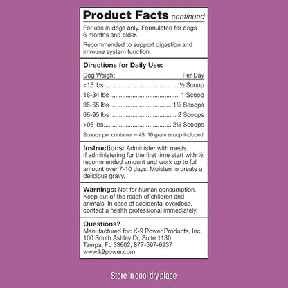 K9 Power Digest Forte - Premium Digestion & Immunity Supplement: Dog Digestive Support, Dog Probiotic Powder, Dog Probiotic Supplement to Improve Digestion and Nutrient Absorption, 1lb