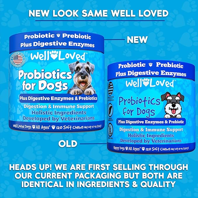Probiotics for Dogs, Dog Probiotics and Digestive Enzymes, Made in USA, Vet Developed, Dog Probiotic Chews with Prebiotics, Diarrhea Treatment, for Itchy Skin, Gut Health & Gas Relief