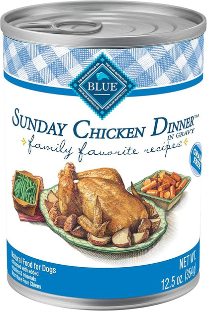 Blue Buffalo Family Favorites Natural Adult Wet Dog Food, Sunday Chicken 12.5-oz can (Pack of 12)