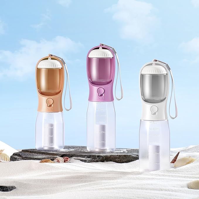 Dog Water Bottle with Food Container, Portable Pet Dog Water Dispenser for Outdoor Walking,Hiking,Travel,Puppy essentials,Puppy supplies,Replaceable Waste Bags