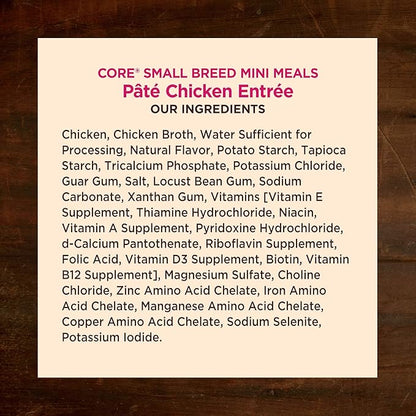 Wellness CORE Natural Grain Free Small Breed Mini Meals Wet Dog Food, Pate Chicken Entrée, 3-Ounce Pouch (Pack of 12)