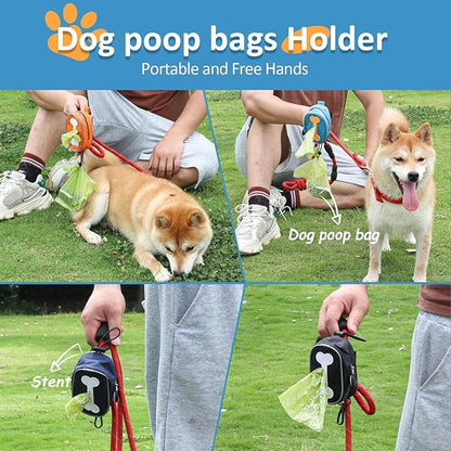 Hands Free Dog Poop Bag Holder for Leash with Big Opening, Dog Poop Bag Holder, Zippered Pouch with Carabiner Hook Waterproof Dog Poop Bag Holder(1 Doggy Bag) (Sky Blue)