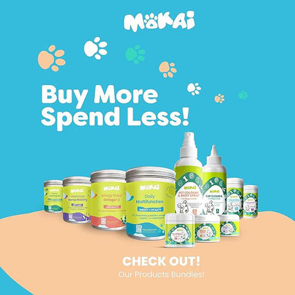 MOKAI Aloe & Oatmeal Grooming Wipes for Dogs and Cats | Pet Cleansing Wipes Used to Remove Dirt Dander Odor and Excess Hair from The Skin and Coat with Soothing Benefits for Sensitive Skin (60 Wipes)