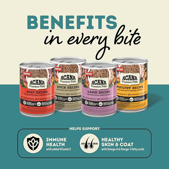 ACANA PREMIUM PATE Wet Dog Food, Lamb Recipe, 12.8oz (Case of 12)