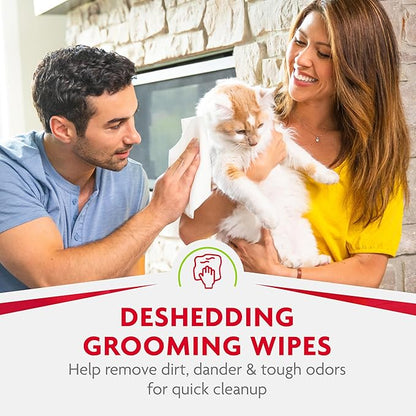 Furminator DeShedding Grooming Wipes for Cats Refresh and Deodorize Coat without Bathing, 50 Count