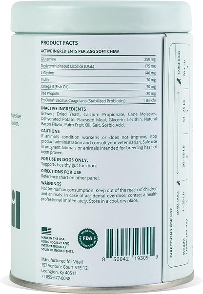 Probiotic Chews for Dogs - Digestive Enzymes, Omega 3, & Bee Propolis - Supports Digestion, Bowel Health & Immunity - 90 Chews