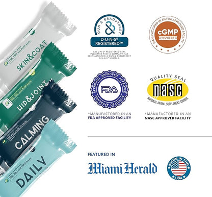 Skin & Coat Supplement for Dogs with Fish Oil & Salmon Oil, Omega 3 Dog Supplement Powder with PRE, PRO, & Post-biotics, 30 Dog Skin Allergy Relief Packs