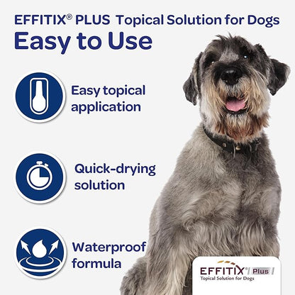 Effitix Plus Topical Solution for Dogs - Flea and Tick for Medium Dogs (23-44.9lbs), 3 Doses, Waterproof Topical Prevention (by Virbac)