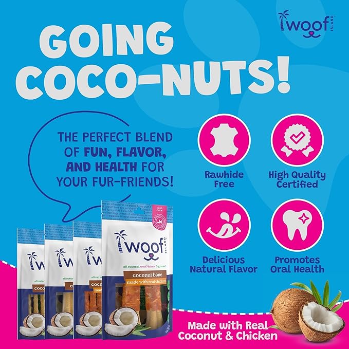 5" Coconut Dog Chews - Premium, All Natural Coconut Dog Treats - Healthy Puppy Treats & Vitamin Rich Rawhide Free Dog Chews - (Original - 2 Pack)