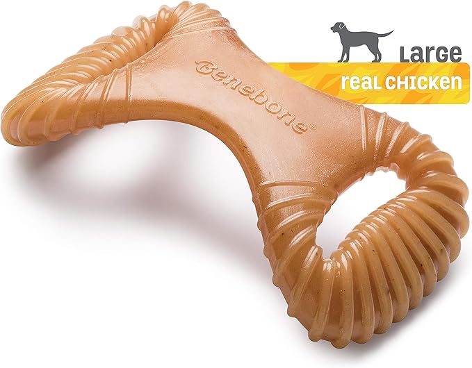 Benebone Dental Durable Dog Chew Toy for Aggressive Chewers, Real Chicken, Made in USA, Large