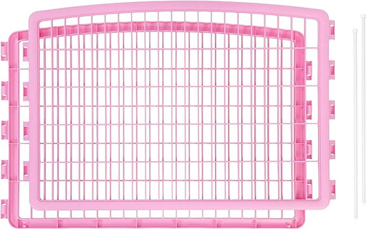 IRIS USA 24'' Pet Playpen 2 Panel Add-On with Connecting Rods, Dog Playpen, Puppy Small Medium Dogs, Heavy-Duty Molded Plastic, Rust-Free, Non-Skid Rubber Feet, Easy Assemble, Customizable, Pink