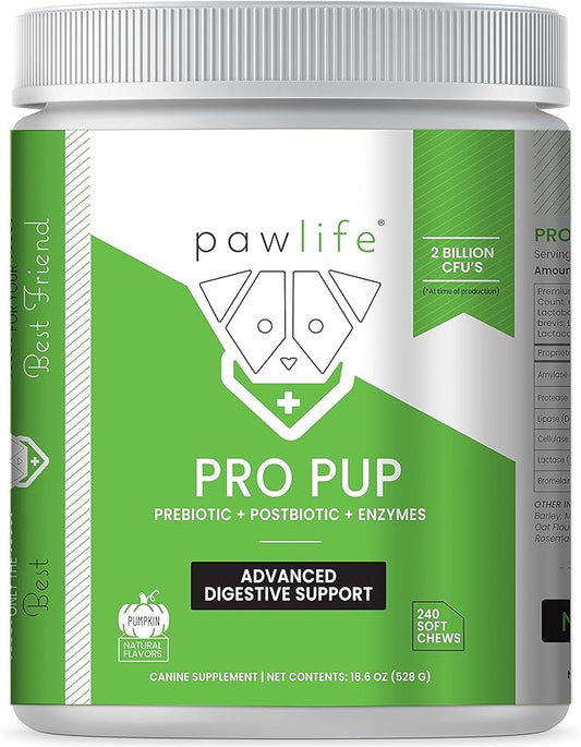 Probiotic Chews for Dogs - Pro Pup Dog Probiotics, Veterinarian Formulated Dog Probiotics and Digestive Enzymes, Dog Gut Health Probiotics, Natural Dog Gas Relief (Pumpkin Flavor)