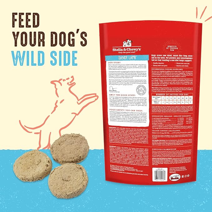 Stella & Chewy's Freeze Dried Raw Dinner Patties – Grain Free Dog Food, Protein Rich Dandy Lamb Recipe – 25 oz Bag