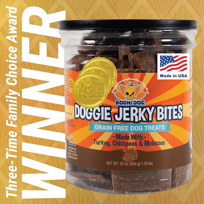 Bodhi Dog Jerky Dog Treats | Grain Free Turkey Dog Treats | Natural Snack Made w/Turkey, Chickpeas & Molasses | No Corn, Wheat or Soy | Healthy & Holistic Dog Treats | Made in USA (Turkey)