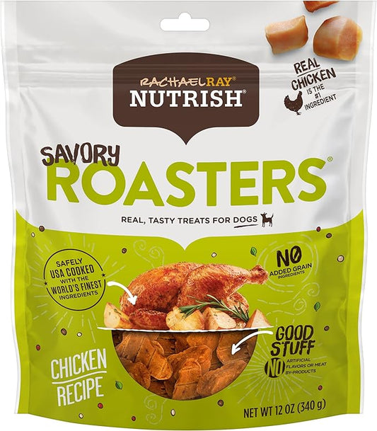 Rachael Ray Nutrish Savory Roasters Real Meat Dog Treats, Roasted Chicken Recipe, 12 Ounces, Grain Free