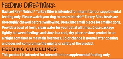 Rachael Ray Nutrish Turkey Bites Real Meat Grain Free Dog Treats, Turkey Recipe with Hickory Smoked Bacon Flavor, 12 Ounces (Packaging May Vary)