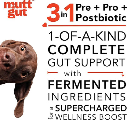 All Natural 3 in 1 Dog Probiotic, Prebiotic and Postbiotic Powder Supplement – Digestive Enzymes Made with 135 billion CFUs, Plant-Based Anti-Diarrhea & Antioxidant Probiotics for Dogs(180g)