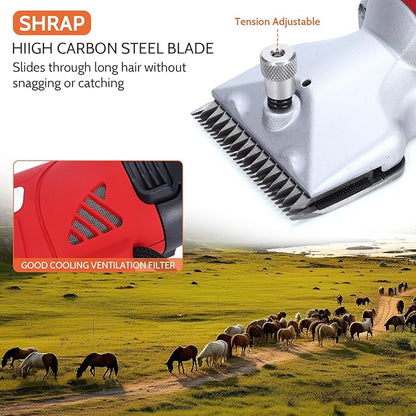 Cordless Horse Clipper, Rechargeable Battery Powered Animals Shears Grooming Tools for Shaving Fur Wool Tool, Large Livestocks, Llamas, Cattle, Alpacas, Thick Coat Animals Trimmer
