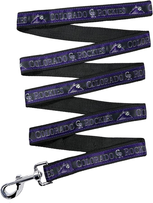 MLB PET Leash, Medium, Colorado Rockies Dog Leash, Baseball Team Leash for Dogs & Cats. A Shiny & Colorful Dog & Cat Leash with Emboridered Team Name/Logo Licensed by the MLB