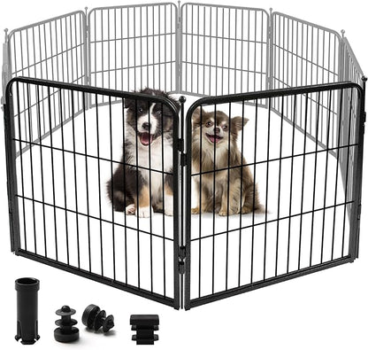 ComSaf Dog Playpen Indoor, 24" Height 2 Panels Metal Dog Fence,Playpen for Medium/Small Dogs, Portable Pet Puppy Playpen for Indoor