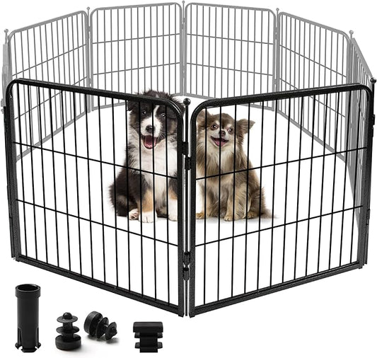 ComSaf Dog Playpen Indoor, 24" Height 2 Panels Metal Dog Fence,Playpen for Medium/Small Dogs, Portable Pet Puppy Playpen for Indoor
