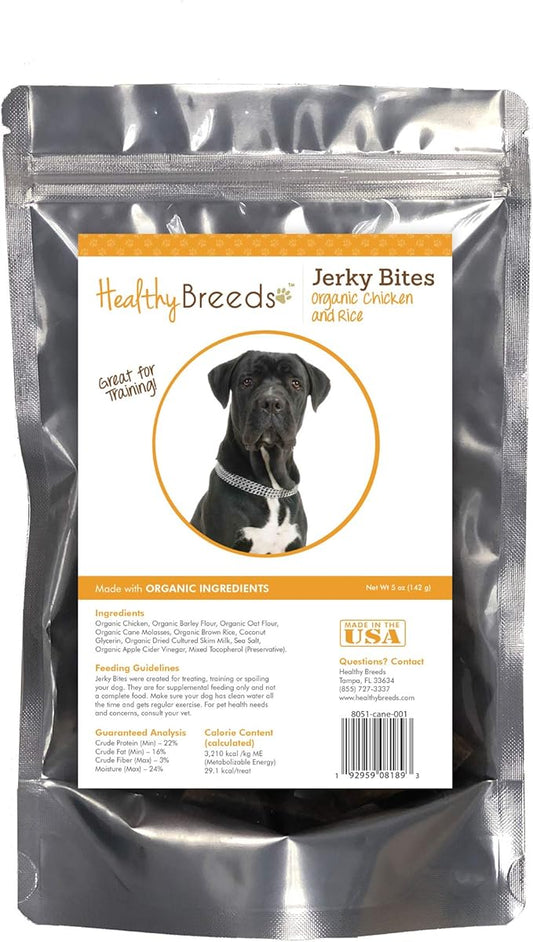 Healthy Breeds Cane Corso Jerky Bites Chicken & Rice Recipe Dog Treats 5 oz