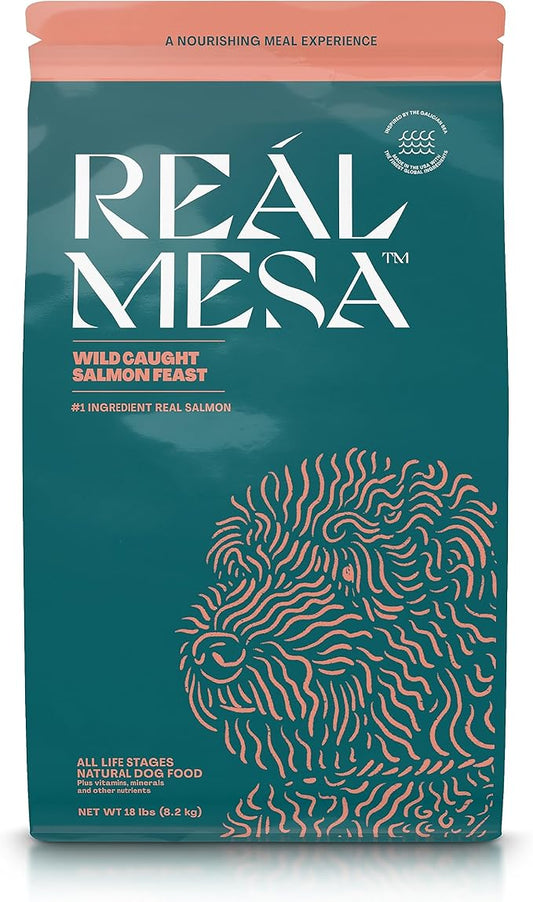 Real Mesa Premium Dry Dog Food - High Protein, Chef-Curated Adult Dog Nutrition, Salmon Entrée (18lbs)