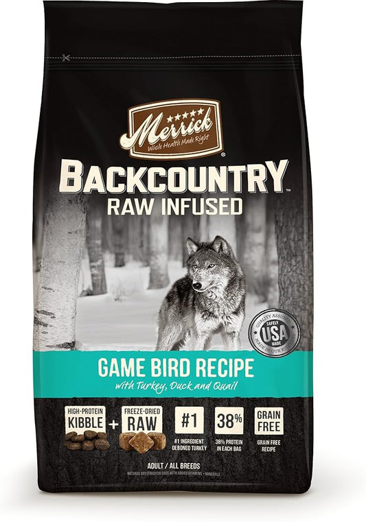 Merrick Backcountry Grain Free Raw Infused Game Bird Dry Dog Food, 22 Lbs.