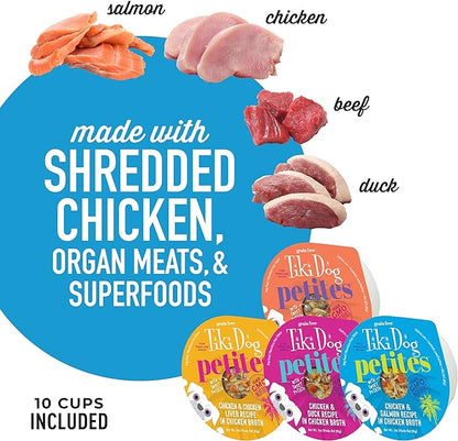 Tiki Dog Petites Grain Free, Variety Pack, Nutrient Dense Meat, Wet Dog Food for Small Breed Dogs and All Life Stages, 3 oz. Cans, Pack of 10