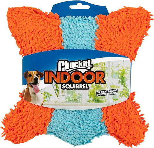 ChuckIt! Indoor Fetch Squirrel Dog Toy (9 Inch), Orange and Blue