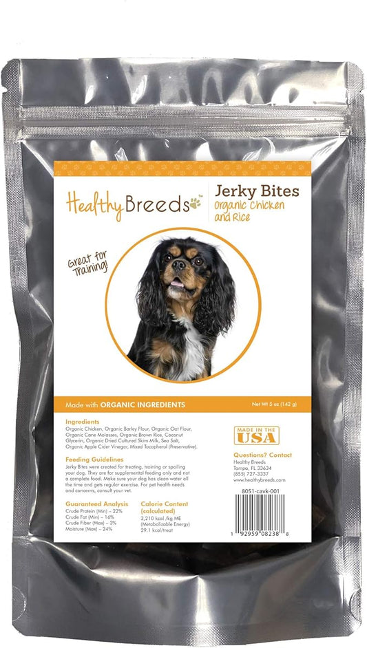 Healthy Breeds Cavalier King Charles Spaniel Jerky Bites Chicken & Rice Recipe Dog Treats 5 oz