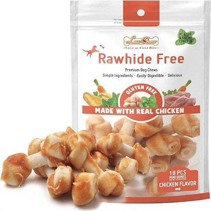Premium Dog Chew Bones, Made with Real Chicken, Rawhide Alternative, Made with Limited Ingredients, Highly Digestible (Mini 18pcs/pack)