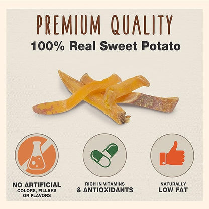 Cadet Gourmet Sweet Potato Fries Dog Treats - Healthy & Natural Sweet Potato Dog Training Treats for Small & Large Dogs - Inspected & Tested in USA (8 oz.)
