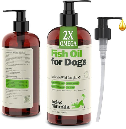 Wild Caught Fish Oil for Dogs - 32oz - Omega 3-6-9, GMO-Free - Reduces Shedding, Supports Skin, Coat, Joints, Heart, Brain, Immune System - Highest EPA & DHA Potency - Only Ingredient is Fish