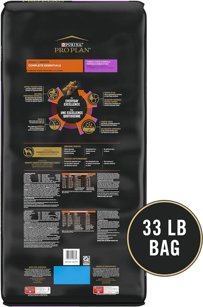 Purina Pro Plan High Protein Dog Food With Probiotics for Dogs, Shredded Blend Turkey & Rice Formula - 33 lb. Bag