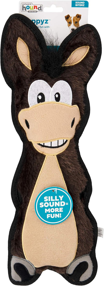 Outward Hound Floppyz Donkey Squeaky Dog Toy, Brown, Medium